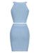 2PCS Blue 1960s Knitted Heart Cropped Top & Skirt — 1960s elegance she can wear anywhere