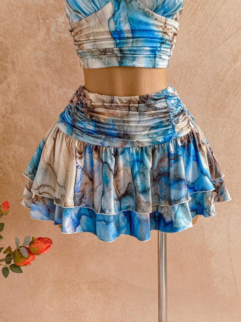 Blue 1930s Skirt Set