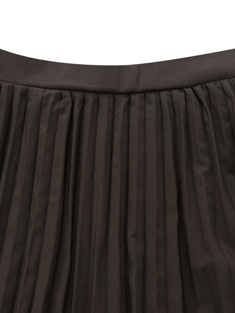 2PCS Brown 1940s Sleeveless Vest & Pleated Midi Skirt, vintage skirt, retro style - perfect for women who love vintage and retro fashion