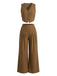 2PCS Brown 1940s V-Neck Vest & Wide Leg Pants: beautiful vintage outerwear, retro jacket, classic elegance with timeless appeal