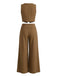 2PCS Brown 1940s V-Neck Vest & Wide Leg Pants | vintage outerwear, retro jacket, classic elegance - perfect for retro fashion enthusiasts