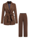 2PCS Brown 1960s Lace-up Blazer Coat & Pants Suit Set, vintage coat, retro outerwear - perfect for women who love vintage and retro fashion