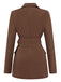 2PCS Brown 1960s Lace-up Blazer Coat & Pants Suit Set, vintage coat, retro outerwear - perfect for women who love vintage and retro fashion
