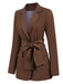 2PCS Brown 1960s Lace-up Blazer Coat & Pants Suit Set, vintage coat, retro outerwear - perfect for women who love vintage and retro fashion