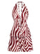 2PCS Brown 1970s Halter Deep V Striped Top & Shorts - vintage fashion, retro style