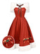 She slips into this 2PCS Christmas 1950s Strapless Bow Fur Dress & Shawl and suddenly it's a 1950s daydream