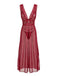 2PCS Deep Red 1980s Lace Color Block Knit Nightgown | vintage lingerie, retro nightgown, elegant sleepwear - perfect for retro fashion enthusiasts