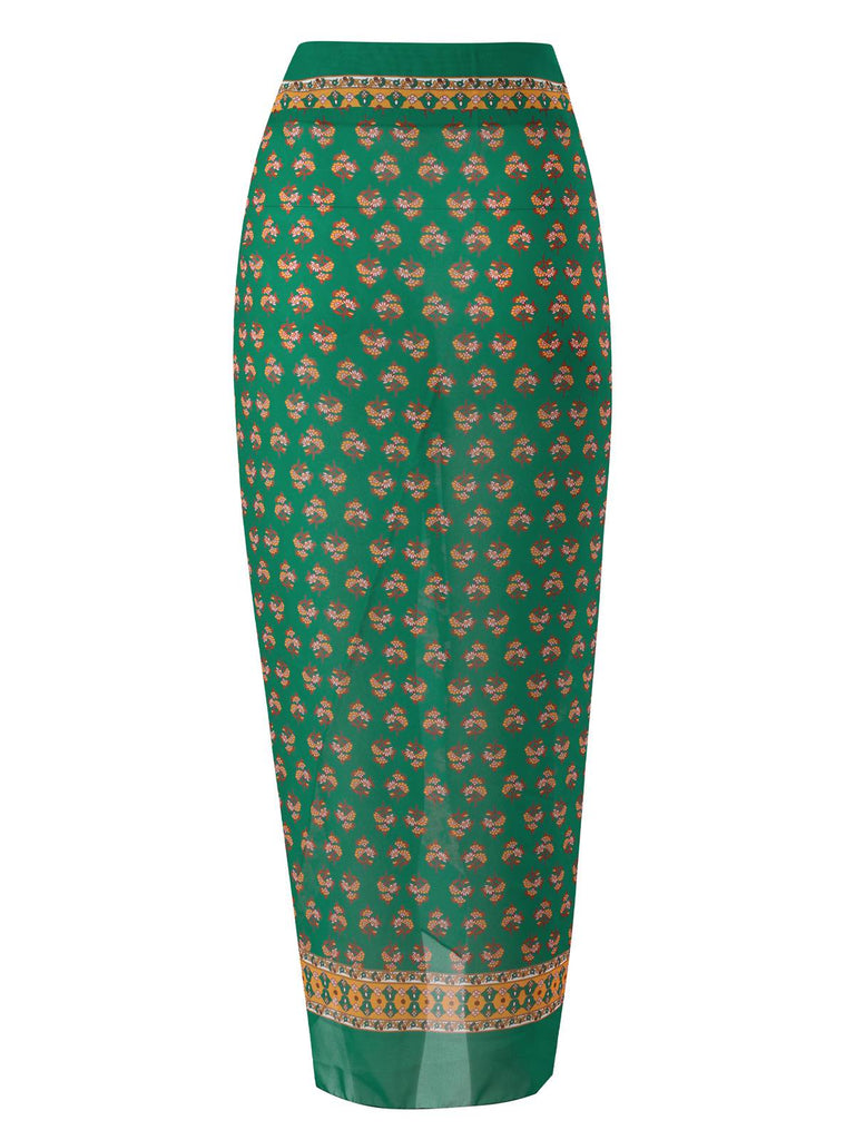 2PCS Green 1940s Flowers One-Piece Swimsuit & Cover-Up — 1940s poolside glamour meets sun-drenched confidence
