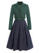 2PCS Green 1940s Lapel Button Blazer & Plaids Dress: where 1940s romance meets her modern spirit