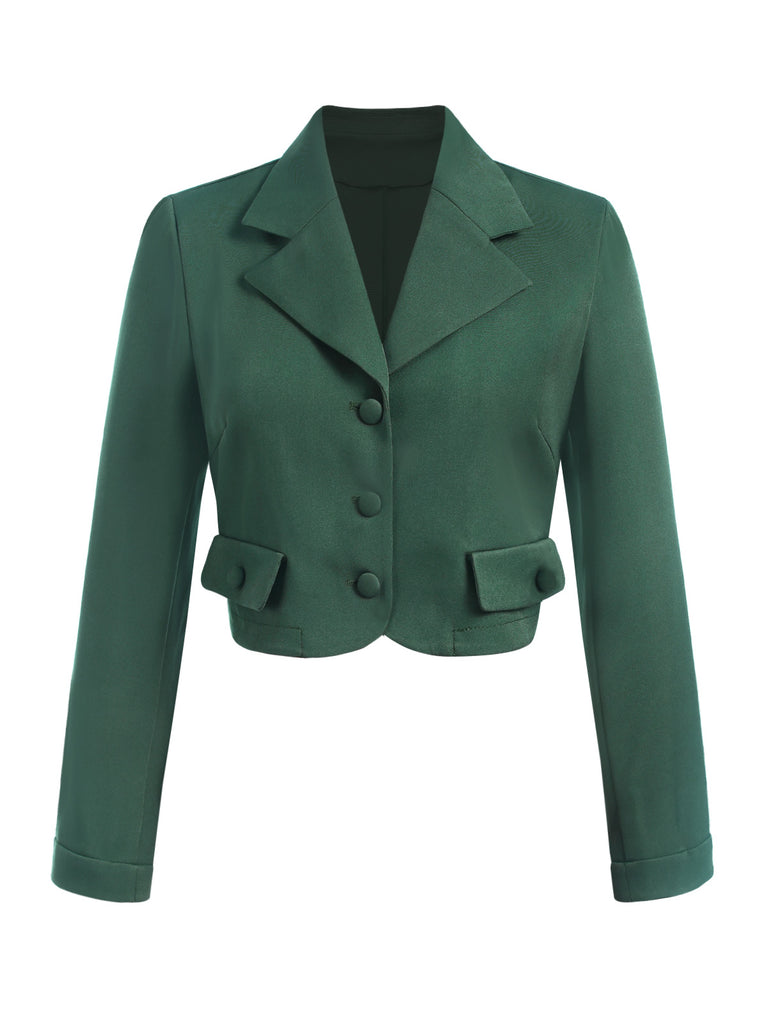 This 2PCS Green 1940s Lapel Button Blazer & Plaids Dress wraps her in 1940s elegance, one twirl at a time