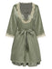 2PCS Green 1950s Guipure Lace Nightgown & Robe - vintage nightgown, retro sleepwear