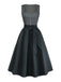 Dark Green 1950s Floral Square Neck Dress 3