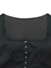Dark Green 1950s Floral Square Neck Dress 5