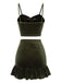 2PCS Green 1960s Flannelette Ruffles Top&Skirt, vintage skirt, retro style - perfect for women who love vintage and retro fashion