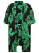2PCS Green 1980s Palm Leaves Tropical Top & Shorts, vintage top, retro blouse - perfect for women who love vintage and retro fashion