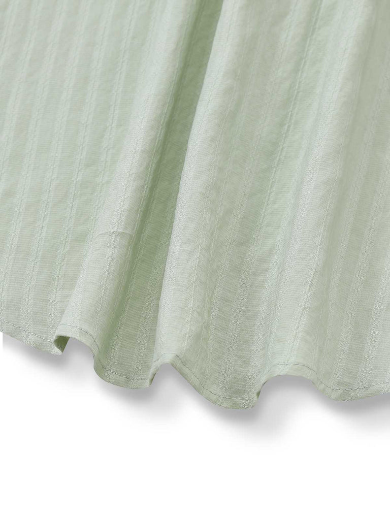 2PCS Green 1980s Tie-Neck Blouse & Solid Skirt - vintage skirt, retro style