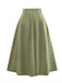 2PCS Green 1980s Tie-Neck Blouse & Solid Skirt - vintage skirt, retro style