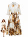 Khaki 1950s Print High Waist Skirt Set, vintage skirt, retro style - perfect for women who love vintage and retro fashion