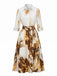 Khaki 1950s Print High Waist Skirt Set, vintage skirt, retro style - perfect for women who love vintage and retro fashion
