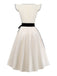 Khaki 1950s Polka Dot Floral Square Neck Dress 4