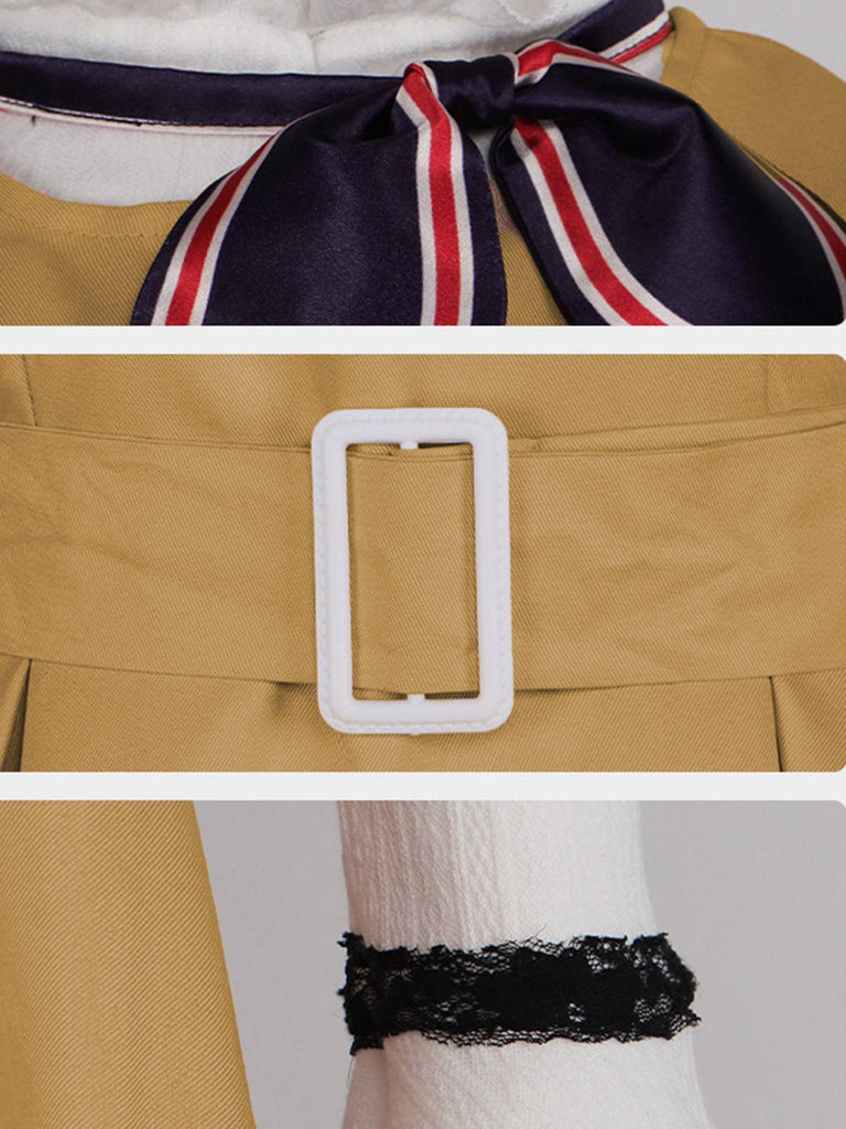2PCS Khaki 1960s Ruffle Collar Megan's Costume Set - vintage fashion, retro style