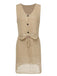 She sways in this 2PCS Khaki 1960s V-Neck Solid Vest & Skirt and it's pure 1960s magic