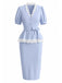 [Pre-Sale] Light Blue 1940s Lace V Neck Two Piece Set 2