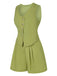 2PCS Light Green 1950s Solid Top & Shorts, vintage top, retro blouse - perfect for women who love vintage and retro fashion