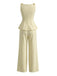 Light Yellow 1950s Ruffle Bow Two Piece Set 3