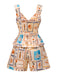 2PCS Multicolor 1940s Marine Life Prints Top & Shorts, vintage top, retro blouse - perfect for women who love vintage and retro fashion
