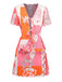 2PCS Multicolor 1940s Mermaid Print Tie-Up Top & Skirt - vintage skirt, retro style for vintage lovers