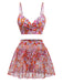 She's wearing 2PCS Multicolor 1950s Cartoon Floral Bikini Set & Cover-Up and the whole beach remembers the 1950s