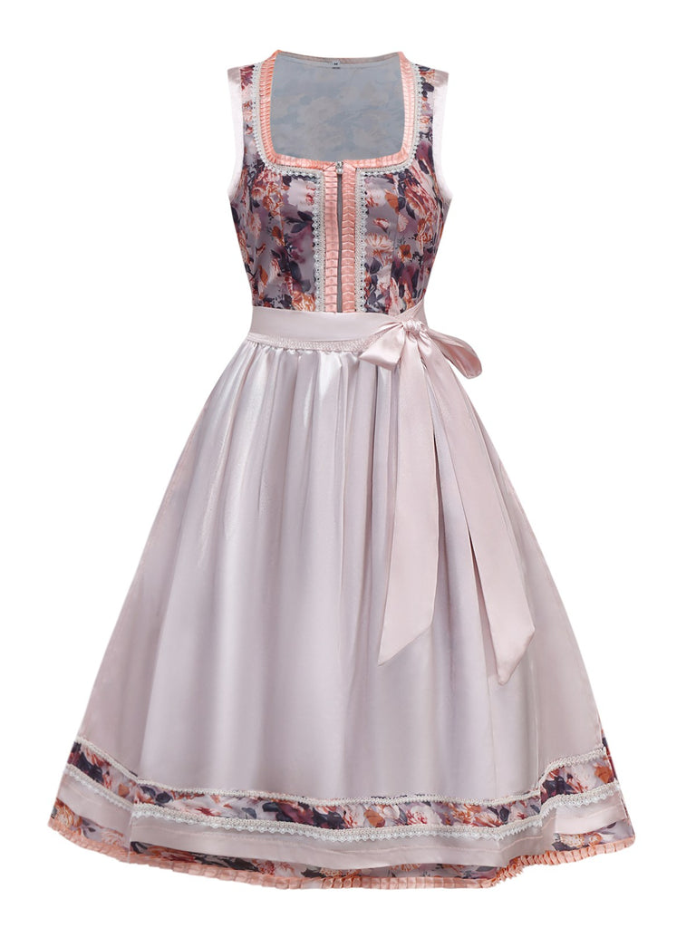 2PCS Multicolor 1950s Floral Dirndl Dress & Apron - vintage dress, retro fashion, rockabilly