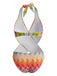 2PCS-Multicolor-1970s-Geometric-Halter-Boho-Swimsuit-Cover-Up, vintage, retro, swimwear