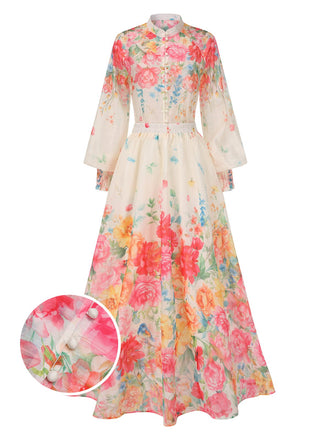 2PCS 1970s Mandarin Collar Floral | 1970s | vintage skirt, retro style