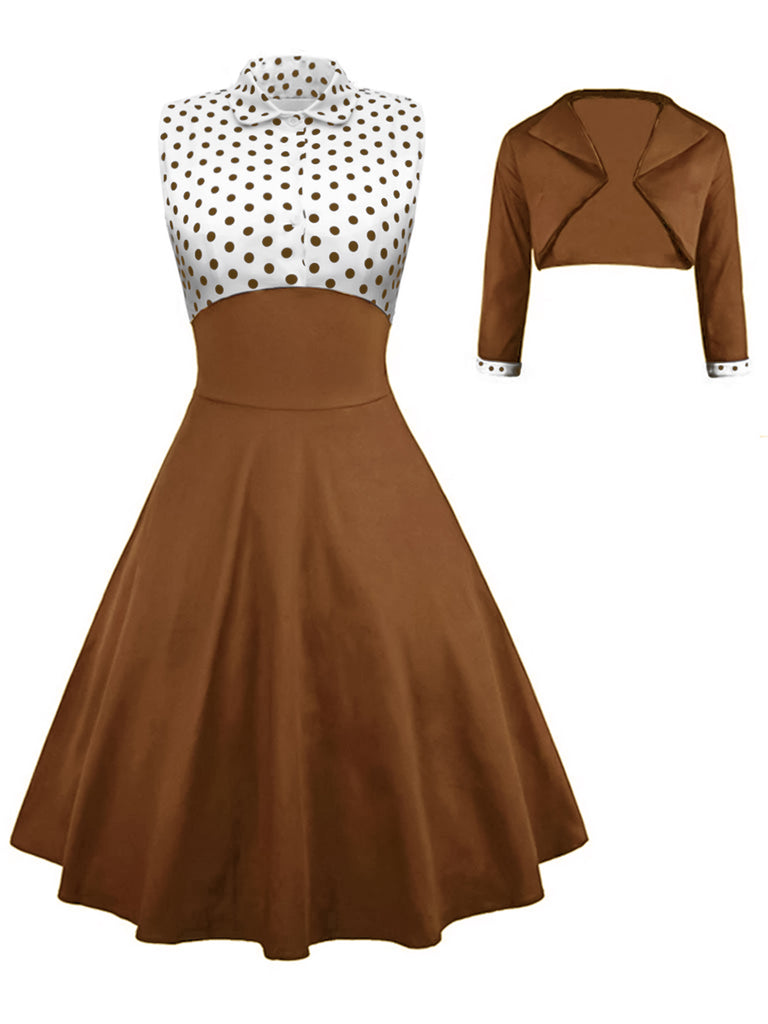 2PCS Navy 1950s Polka Dot Swing Dress — a 1950s silhouette that turns sidewalks into runways