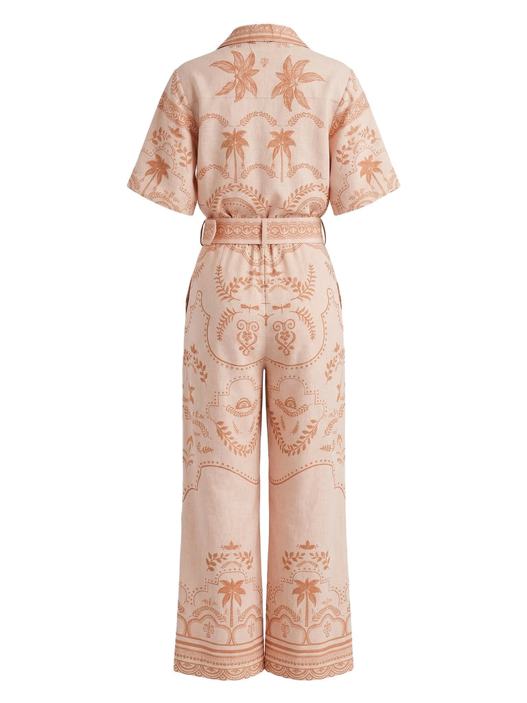 2PCS Orange 1930s Tropical Blouse & Belted Pants | vintage blouse, retro top, classic style - perfect for retro fashion enthusiasts