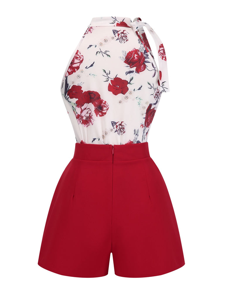 2PCS 1940s Floral Tie Neck | 1940s | vintage blouse, retro top
