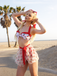 2PCS Red 1950s Cherry Bikini & Tie-Waist Cover up - vintage fashion, retro style, elegant red