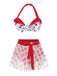 2PCS Red 1950s Cherry Bikini & Tie-Waist Cover up - vintage fashion, retro style, elegant red