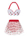 2PCS Red 1950s Cherry Bikini & Tie-Waist Cover up - vintage fashion, retro style, elegant red