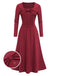 She pairs this 2PCS Red 1950s Corduroy Bow Top & Skirt with confidence and 1950s charm