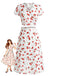 2PCS Red 1960s Cherry V-Neck Crop Top & Skirt - vintage skirt, retro style for vintage lovers