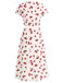 2PCS Red 1960s Cherry V-Neck Crop Top & Skirt - vintage skirt, retro style for vintage lovers