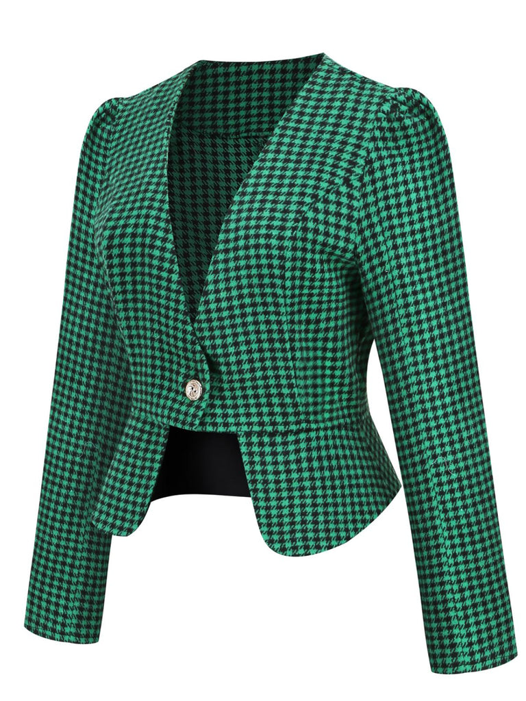 2PCS Retro Plaid Blazer & Panel Skirt — 1950s sophistication that wraps her in quiet power