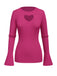 2PCS Rose Red 1970s Heart Cutout Sweater & Solid Skirt: 1970s grace for the woman who dances through life