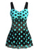 2PCS Turquoise 1980s Polka Dot Mesh Tankini Set: beautiful vintage fashion, retro style, classic elegance with timeless appeal