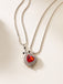 2PCS Vintage Rhinestone Heart-Shaped Ruby & Sword Necklace - vintage fashion, retro style