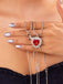 2PCS Vintage Rhinestone Heart-Shaped Ruby & Sword Necklace - vintage fashion, retro style