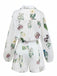 2PCS White 1960s Linen Floral Blouse & Shorts - vintage fashion, retro style, pure white